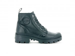 Black Palladium Pallabase Leather Women Boots | Saudi Arabia-OA5023467