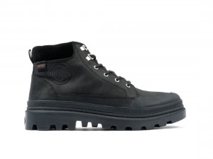Black Palladium Pallatrooper Cuff Wp+ Men Boots | Saudi Arabia-JI7685920