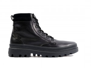 Black Palladium Pallatrooper Hiker Leather Men Boots | Saudi Arabia-DW2573984
