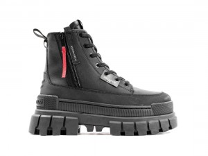 Black Palladium Revolt Zip Leather Women Boots | Saudi Arabia-AS7563492