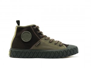 Black / Olive Palladium Palla Ace Mid Supply Kids' Sneakers | Saudi Arabia-KH9065374