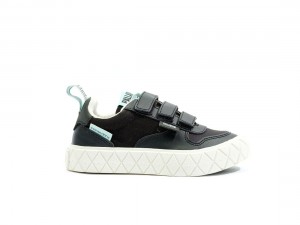 Black / White Palladium Ace Lo Strap Kids' Sneakers | Saudi Arabia-CU0728514
