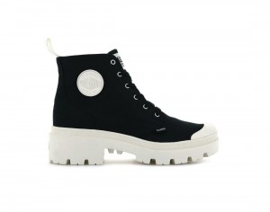 Black / White Palladium Pallabase Twill Women Boots | Saudi Arabia-KL6591408