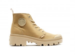 Brown Palladium Pallabase Twill Women Boots | Saudi Arabia-ID8023459