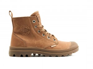 Brown Palladium Pampa Hi Zip Lth Ess Women Boots | Saudi Arabia-KB8563910
