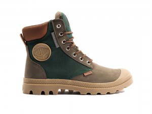 Brown / Green Palladium Pampa Sc Wpn U-s Men Boots | Saudi Arabia-LP2740831