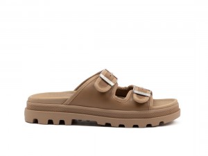 Dark Brown Palladium Palladune Paris Women Slides | Saudi Arabia-UL0917465