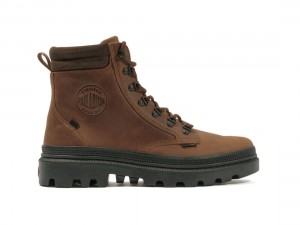 Dark Brown Palladium Pallatrooper Hiker Leather Men Boots | Saudi Arabia-WF7650341