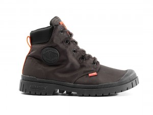 Dark Brown Palladium Pampa Sp20 Cuff Wp+ Women Boots | Saudi Arabia-ZR5974012