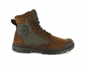 Dark Brown Palladium Pampa Sport Cuff Wpn Kids' Boots | Saudi Arabia-NV2059643