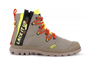 Dark Green Palladium Pampa Lite Lace It Kids' Boots | Saudi Arabia-QY0924651
