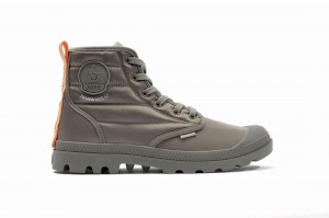 Grey Brown Palladium Pampa Hi Dare Rhona Men Boots | Saudi Arabia-OS7026314