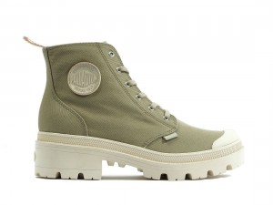 Khaki Palladium Pallabase Twill Women Boots | Saudi Arabia-JL6028437