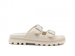Light Beige Palladium Palladune Paris Women Slides | Saudi Arabia-WH7901386