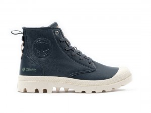 Navy Palladium Pampa Hi Re-vegan Lth Women Boots | Saudi Arabia-UL0132574