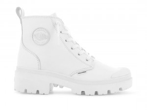 White Palladium Pallabase Leather Women Boots | Saudi Arabia-BR7962541