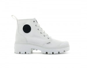 White Palladium Pallabase Twill Women Boots | Saudi Arabia-LN7410392