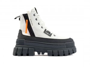 White / Black Palladium Revolt Zip Tx Women Boots | Saudi Arabia-AP2839607